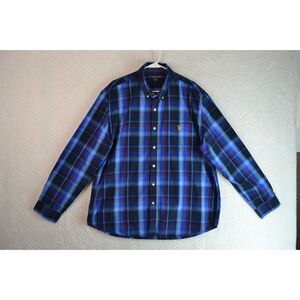 US Polo Assn. Men's XXL Blue Plaid Long Sleeve Button Down Shirt